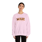 Made Floral Crewneck Sweatshirt — "Made" with Autumn Blossom Graphic