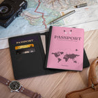 Pink Cat Passport Cover — "Passport: For journeys that feel like magic" Travel Wallet Pink