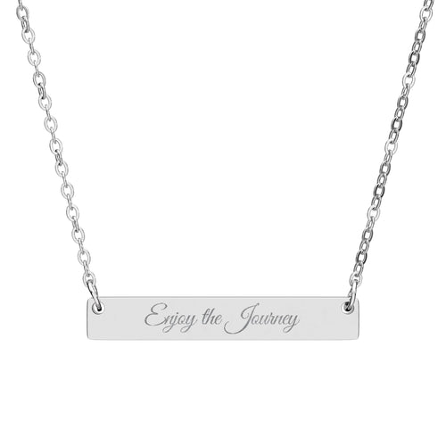 Engraved Horizontal Bar Necklace — Personalized 'Enjoy the Journey' Pendant