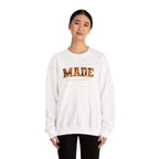 Made Floral Crewneck Sweatshirt — "Made" with Autumn Blossom Graphic