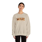 Made Floral Crewneck Sweatshirt — "Made" with Autumn Blossom Graphic