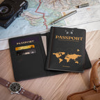 Black Cat Passport Cover – 'Passport: For journeys that feel like magic' Travel Sleeve with World Map