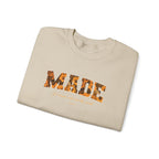 Made Floral Crewneck Sweatshirt — "Made" with Autumn Blossom Graphic