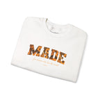 Made Floral Crewneck Sweatshirt — "Made" with Autumn Blossom Graphic