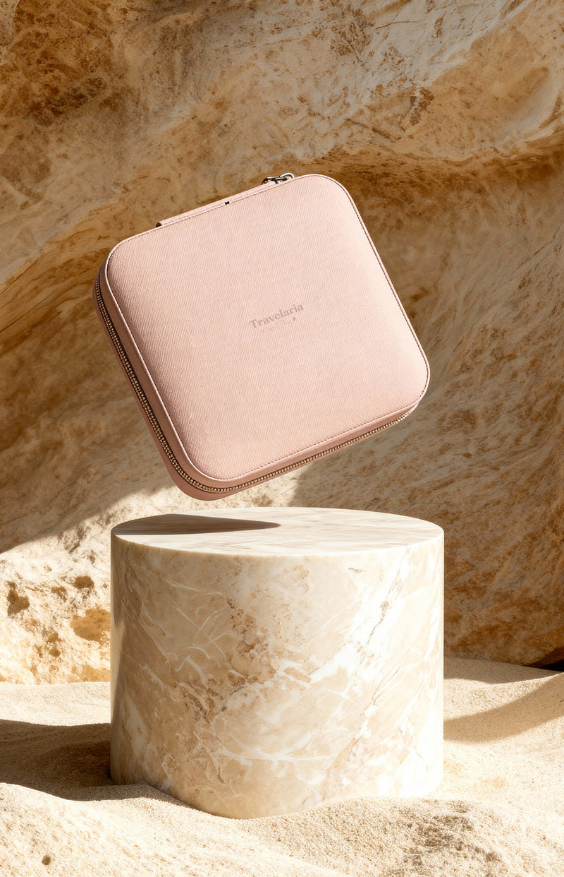 Travel Jewelry Case – Compact Pink Organizer for Rings, Earrings & Necklaces