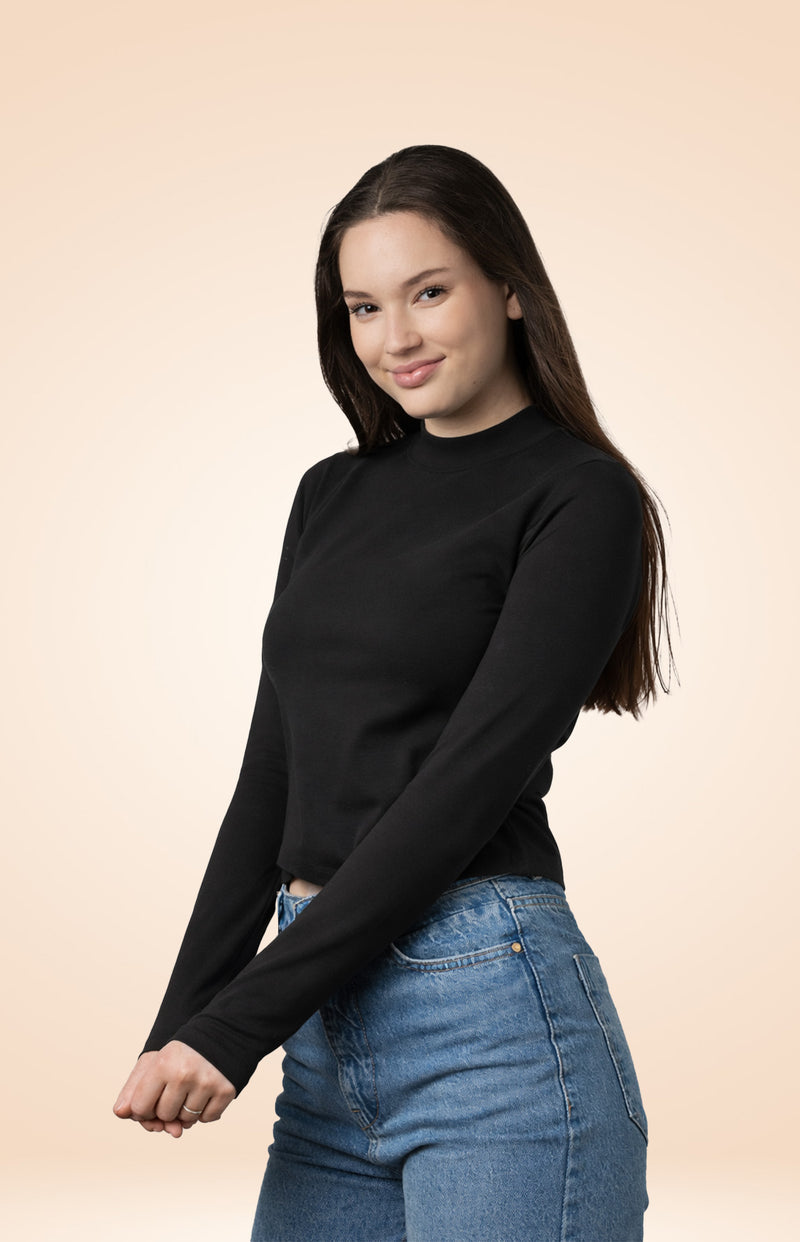 Essential Mock Neck Long Sleeve T-Shirt