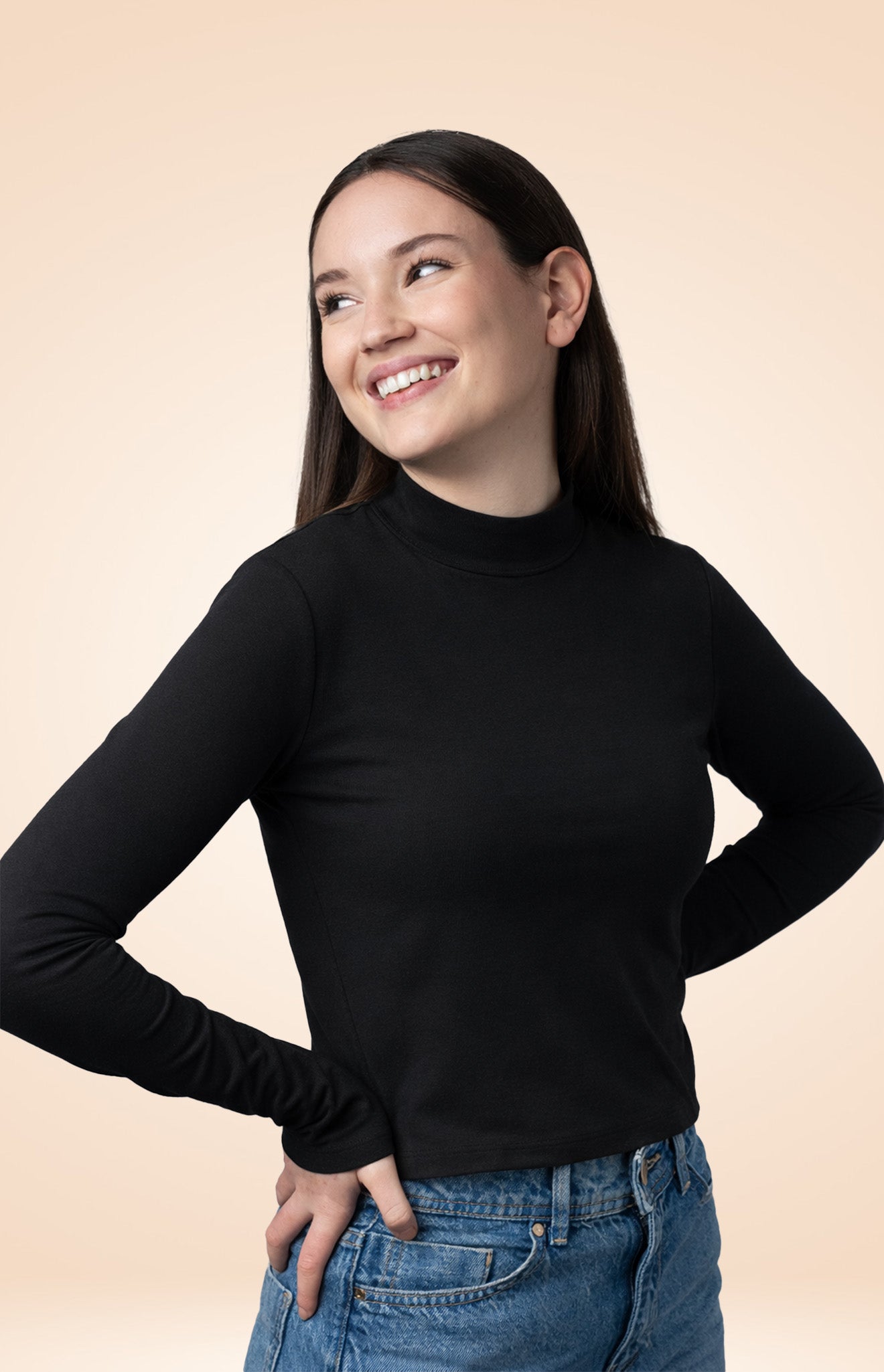 Essential Mock Neck Long Sleeve T-Shirt